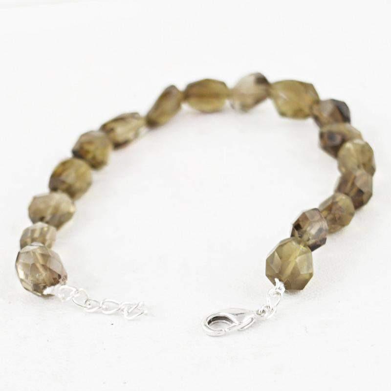 gemsmore:Natural Untreated Smoky Quartz Bracelet Faceted Beads