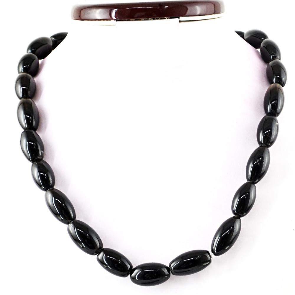gemsmore:Natural Untreated Smoky Quartz Necklace Oval Shape Beads