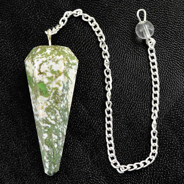 gemsmore:Natural Untreated Tree Agate Healing Pendulum