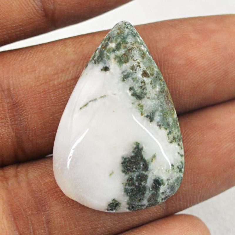 gemsmore:Natural Untreated Tree Agate Pear Shape Loose Gemstone