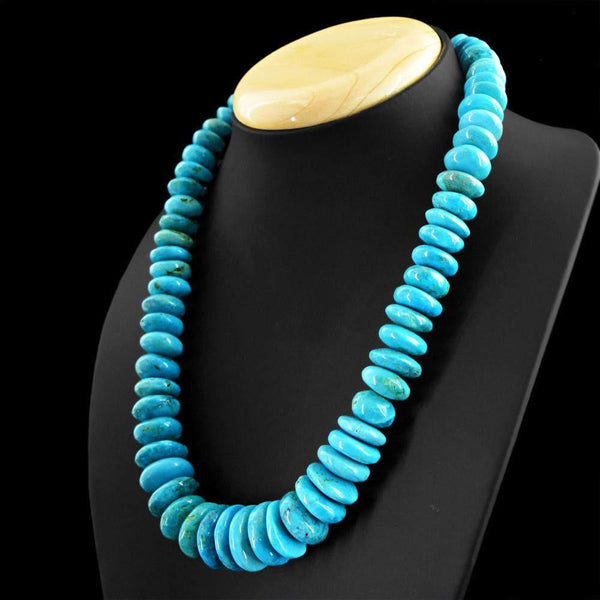 gemsmore:Natural Untreated Turquoise Necklace Round Shape Beads