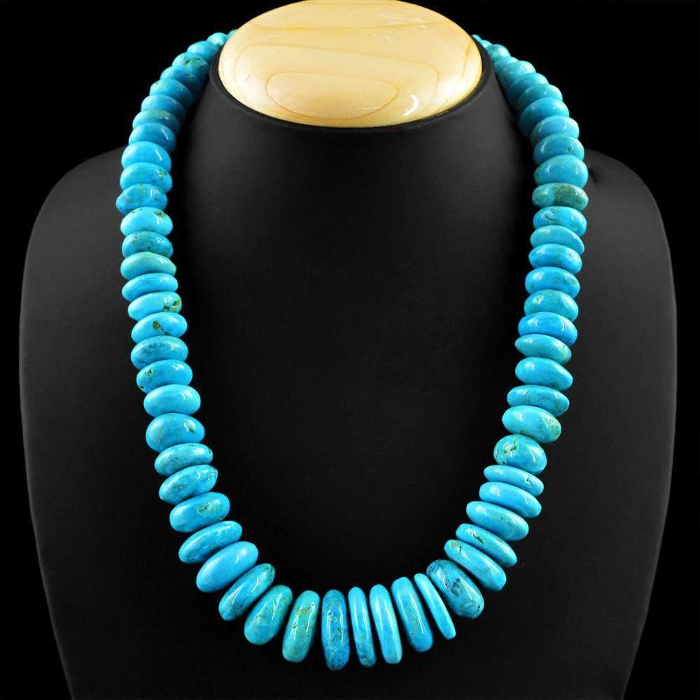 gemsmore:Natural Untreated Turquoise Necklace Round Shape Beads