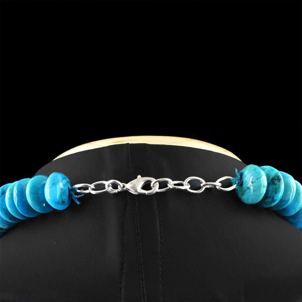 gemsmore:Natural Untreated Turquoise Necklace Round Shape Beads