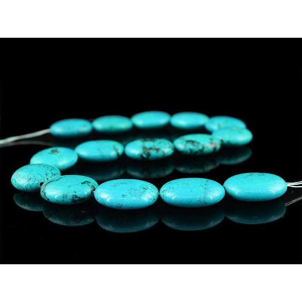 gemsmore:Natural Untreated Turquoise Oval Shape Beads Strand