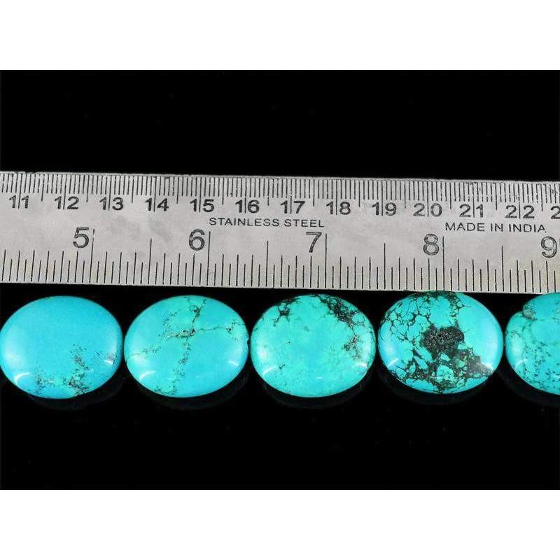 gemsmore:Natural Untreated Turquoise Oval Shape Beads Strand
