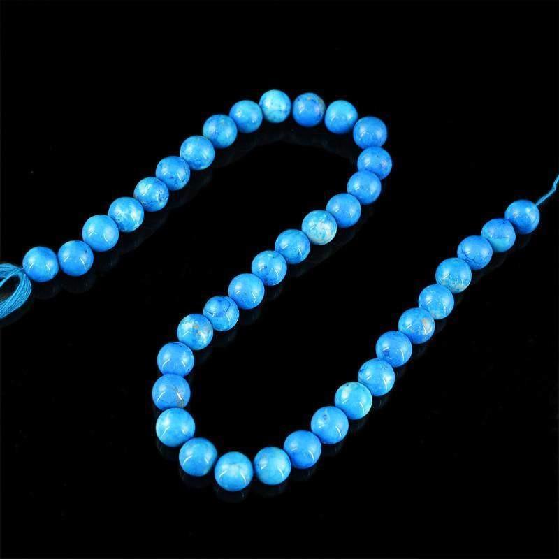 gemsmore:Natural Untreated Turquoise Round Shape Beads Strand