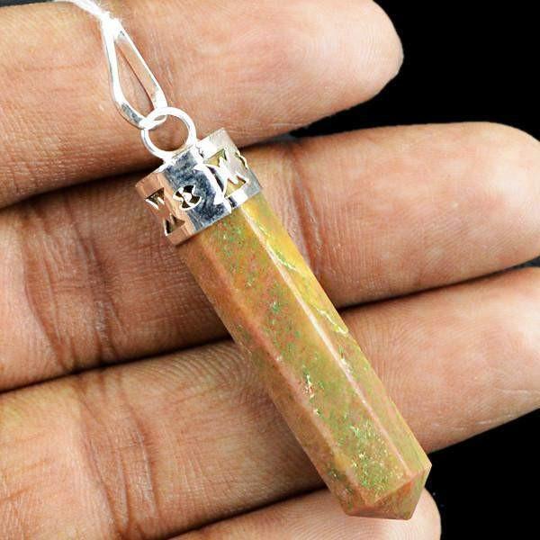 gemsmore:Natural Untreated Unakite Reiki Pure Healing Point Pendant