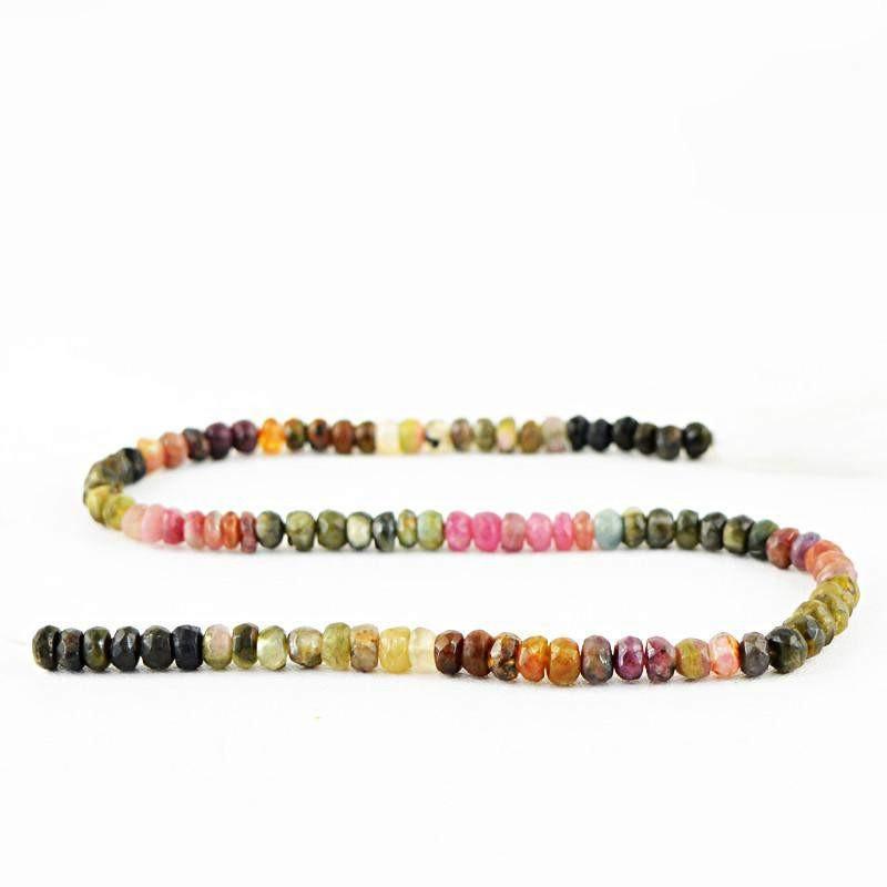 gemsmore:Natural Untreated Watermelon Tourmaline Beads Strand