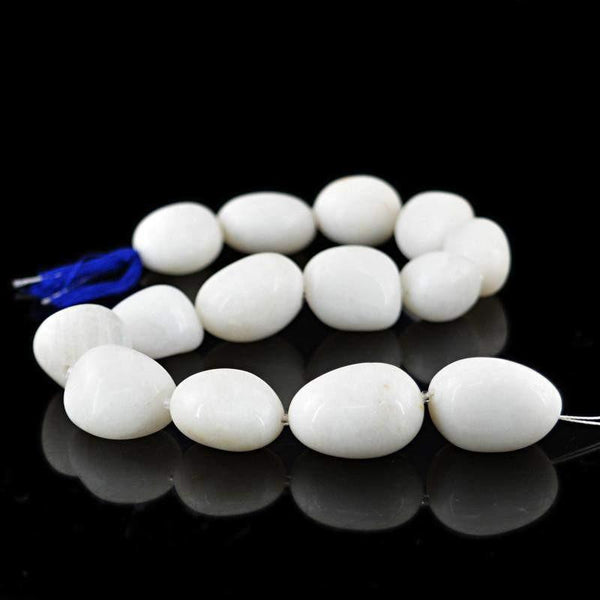 gemsmore:Natural Untreated White Agate Drilled Beads Strand