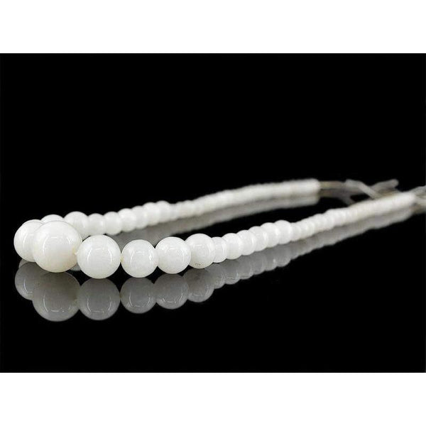 gemsmore:Natural Untreated White Agate Round Beads STrand