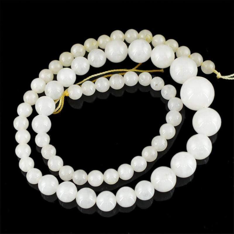 gemsmore:Natural Untreated White Agate Round Beads STrand