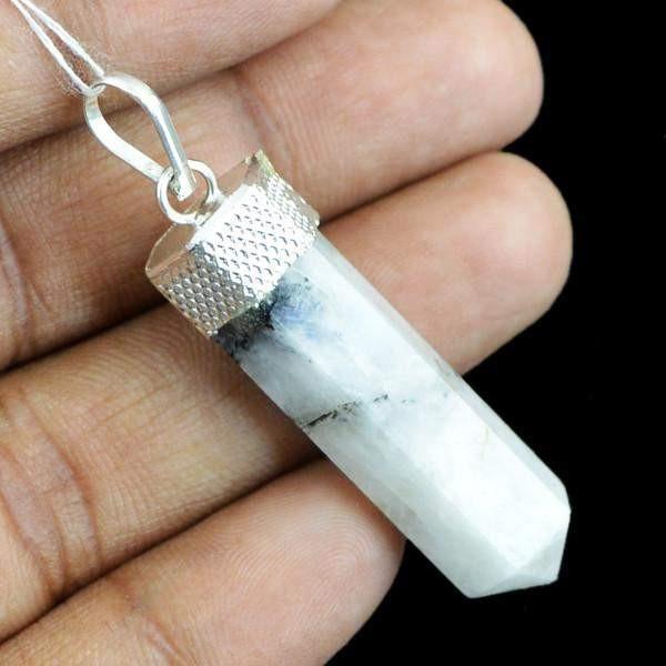 gemsmore:Natural Untreated White Moonstone Healing Point Pendant