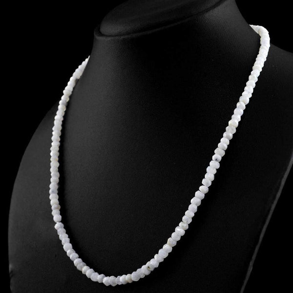 gemsmore:Natural Untreated White Moonstone Necklace Round Cut Beads