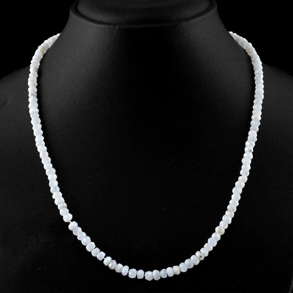 gemsmore:Natural Untreated White Moonstone Necklace Round Cut Beads