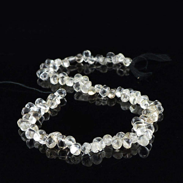 gemsmore:Natural Untreated White Quartz Drilled Beads Strand