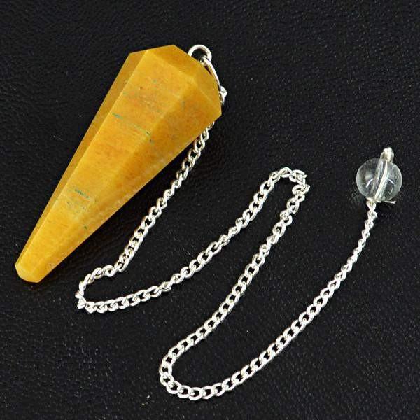 gemsmore:Natural Untreated Yellow Aventurine Healing Pendulum