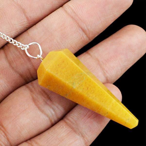 gemsmore:Natural Untreated Yellow Aventurine Healing Pendulum