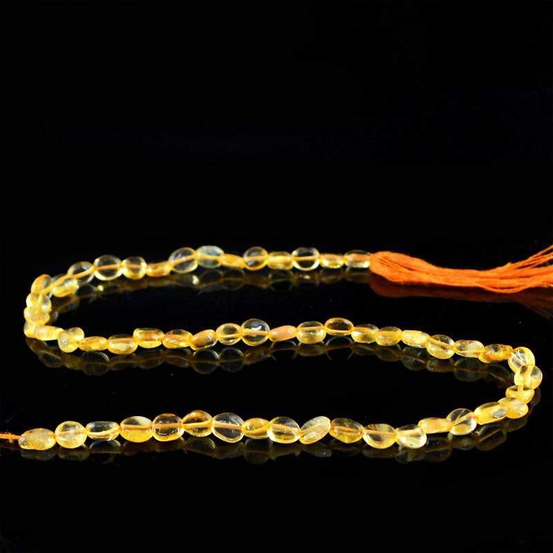 gemsmore:Natural Untreated Yellow Citrine Beads Hand Made Strand
