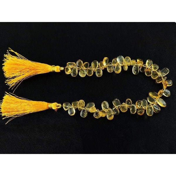 gemsmore:Natural Untreated Yellow Citrine Drilled Beads Strand