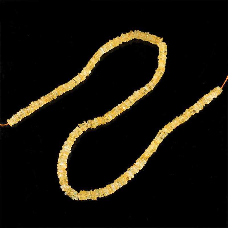 gemsmore:Natural Untreated Yellow Citrine Drilled Beads Strand