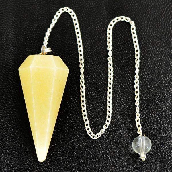 gemsmore:Natural Untreated Yellow Jasper Gemstone Reiki Healing Pendulum