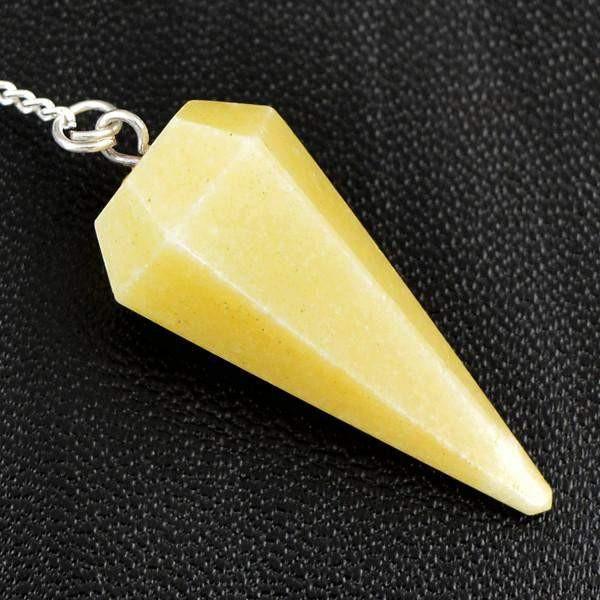 gemsmore:Natural Untreated Yellow Jasper Gemstone Reiki Healing Pendulum