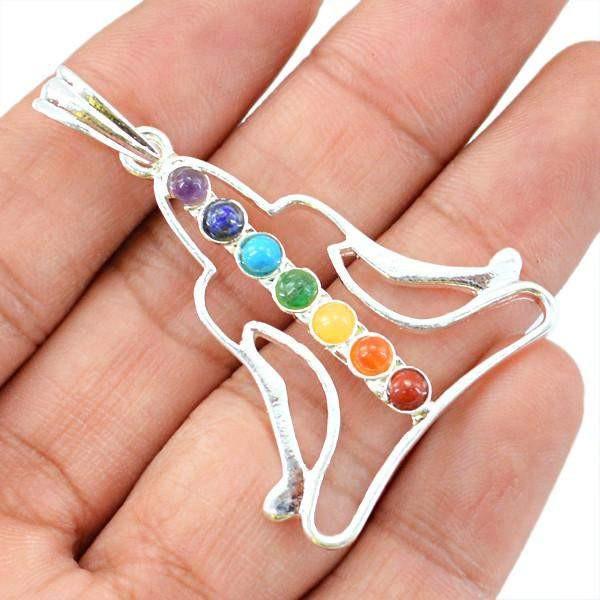 gemsmore:Natural Untreated Yoga Seven Chakra Healing Pendant