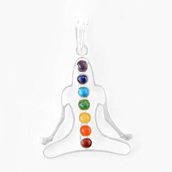 gemsmore:Natural Untreated Yoga Seven Chakra Healing Pendant