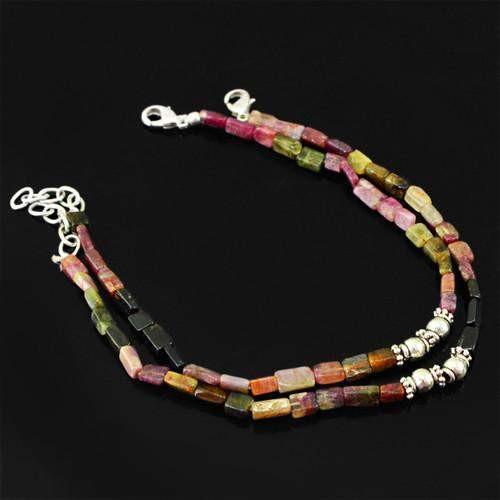gemsmore:Natural Watermelon Tourmaline AAA Beads Anklet