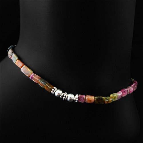 gemsmore:Natural Watermelon Tourmaline AAA Beads Anklet