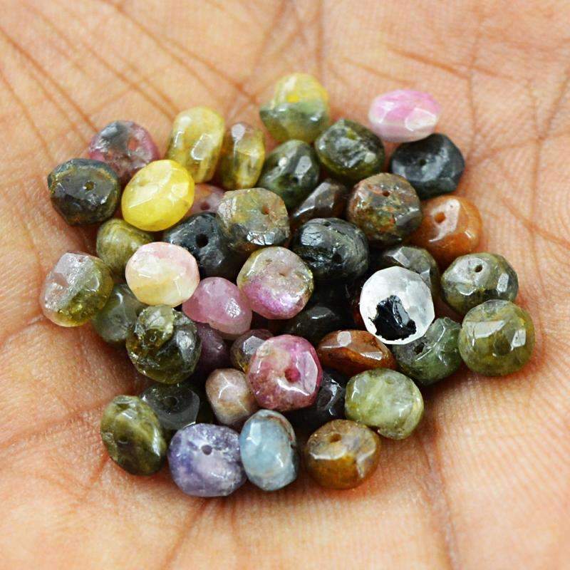 gemsmore:Natural Watermelon Tourmaline Beads Lot Faceted Drilled