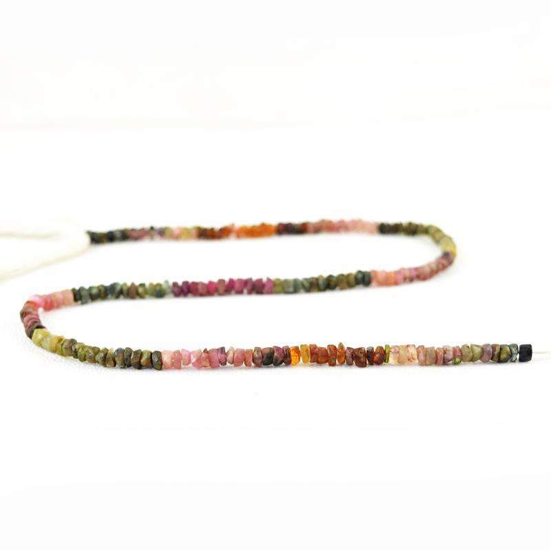 gemsmore:Natural Watermelon Tourmaline Beads Strand - Drilled