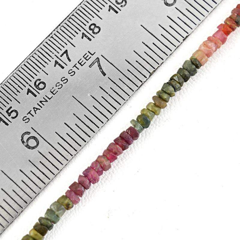 gemsmore:Natural Watermelon Tourmaline Beads Strand - Drilled