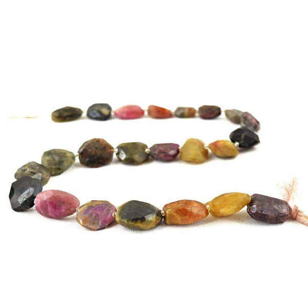 gemsmore:Natural Watermelon Tourmaline Beads Strand - Faceted Drilled