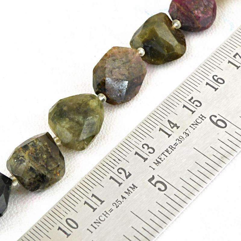 gemsmore:Natural Watermelon Tourmaline Beads Strand - Faceted Drilled