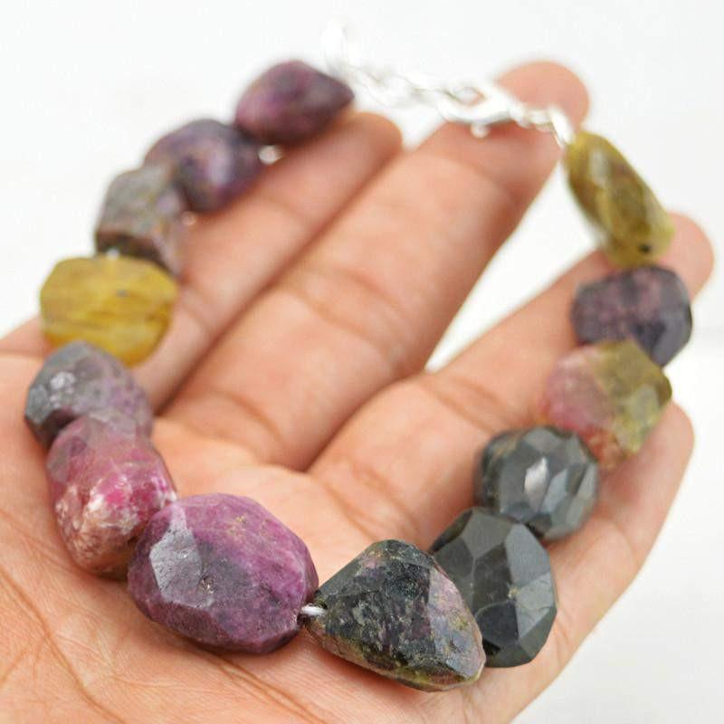 gemsmore:Natural Watermelon Tourmaline Bracelet Faceted Beads