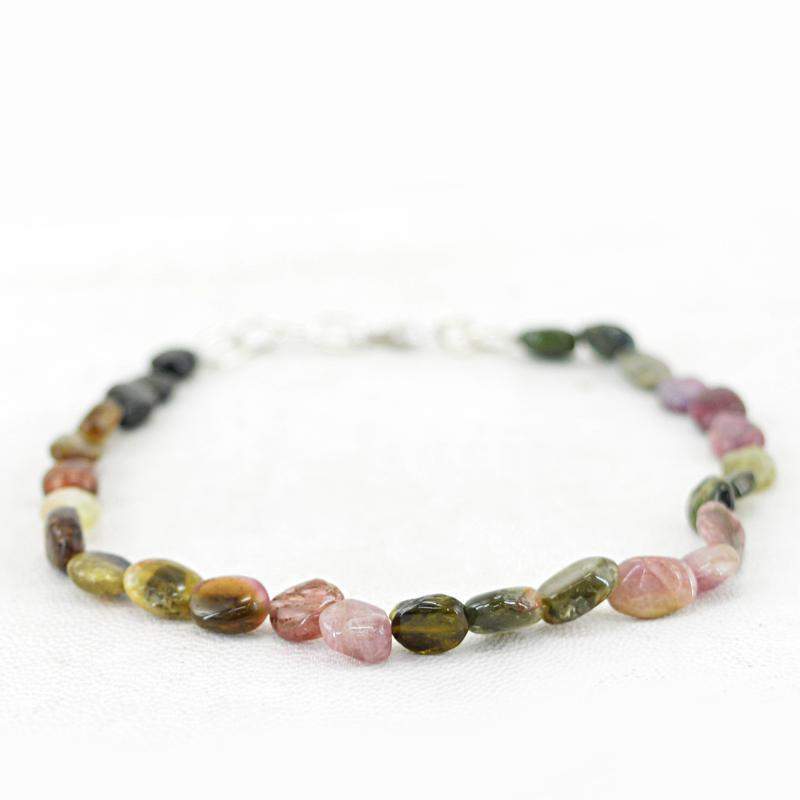 gemsmore:Natural Watermelon Tourmaline Bracelet Oval Shape Beads