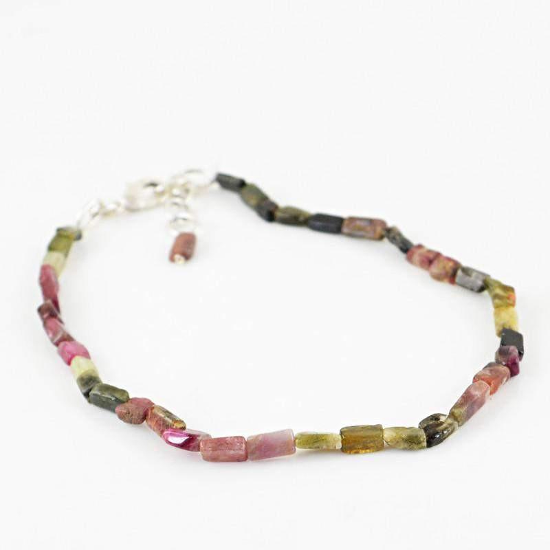 gemsmore:Natural Watermelon Tourmaline Bracelet Untreated Beads