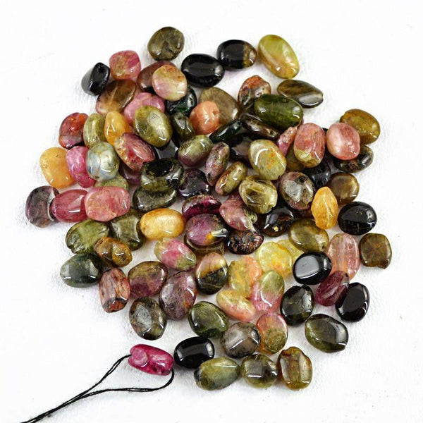 gemsmore:Natural Watermelon Tourmaline Drilled Beads Lot