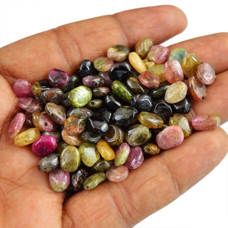 gemsmore:Natural Watermelon Tourmaline Drilled Beads Lot