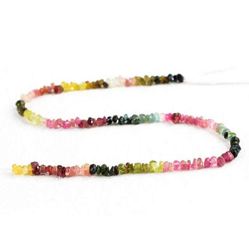 gemsmore:Natural Watermelon Tourmaline drilled Beads Strand