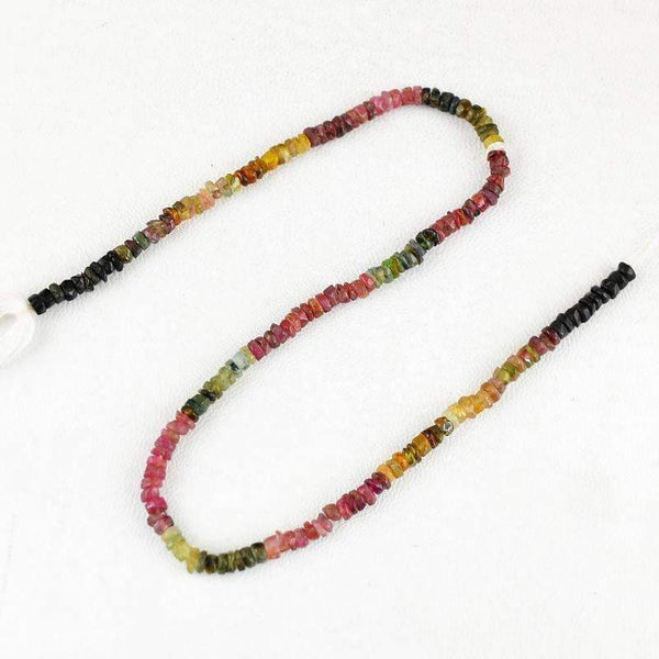 gemsmore:Natural Watermelon Tourmaline Drilled Beads Strand