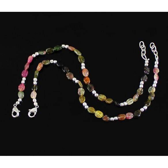 gemsmore:Natural Watermelon Tourmaline Elegant Anklet