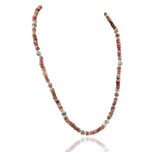 gemsmore:Natural Watermelon Tourmaline Elegant Beads Necklace