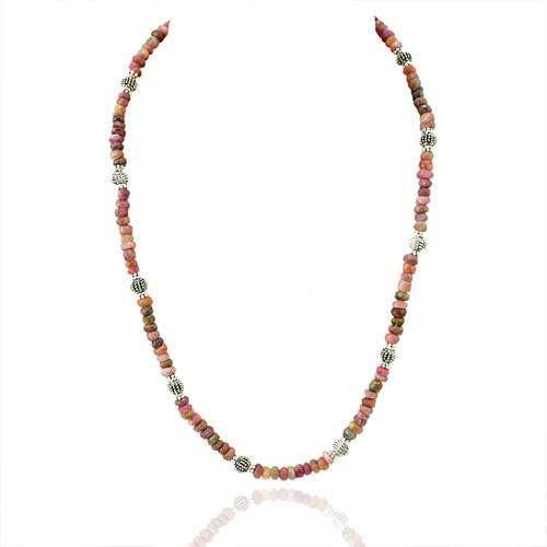 gemsmore:Natural Watermelon Tourmaline Elegant Beads Necklace