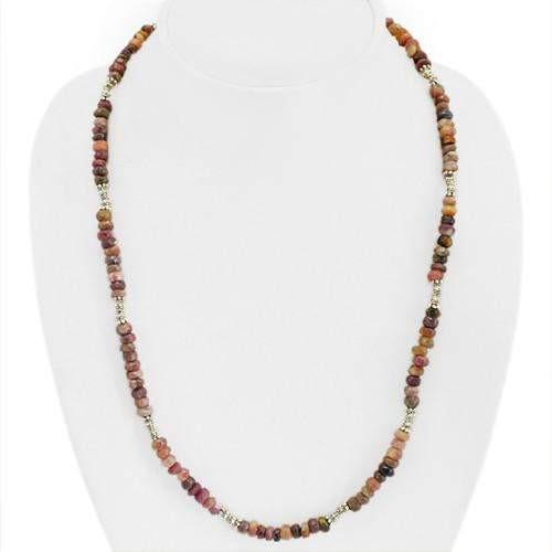 gemsmore:Natural Watermelon Tourmaline Faceted Beads Necklace