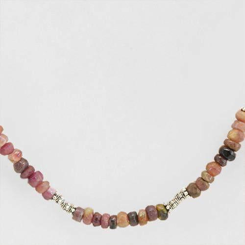 gemsmore:Natural Watermelon Tourmaline Faceted Beads Necklace