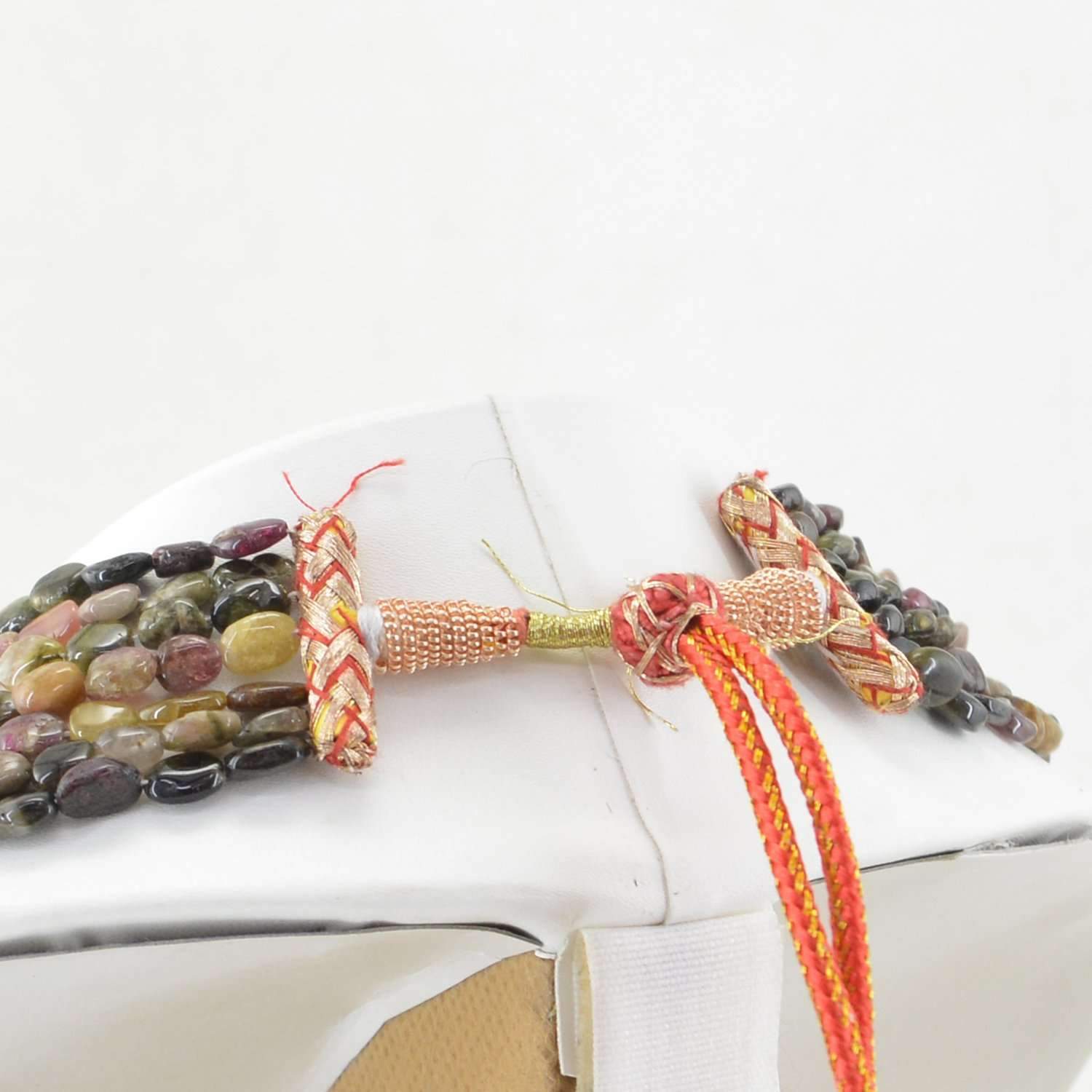 gemsmore:Natural Watermelon Tourmaline Necklace - 7 Lines Untreated Beads