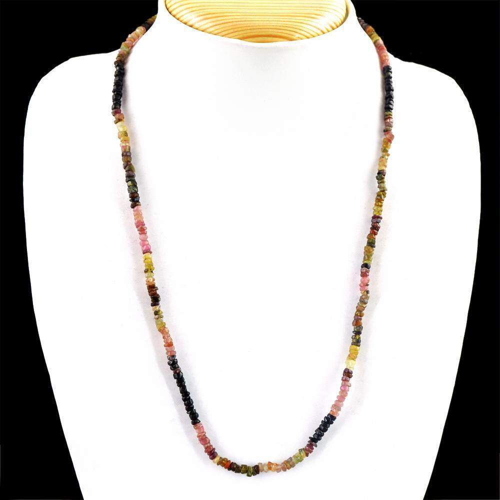 gemsmore:Natural Watermelon Tourmaline Necklace 20 Inches Long Faceted Round Beads