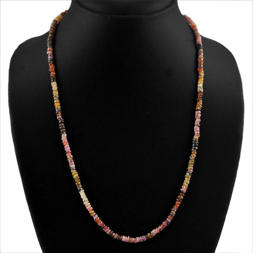 gemsmore:Natural Watermelon Tourmaline Necklace 20 Inches Long Round Faceted Beads